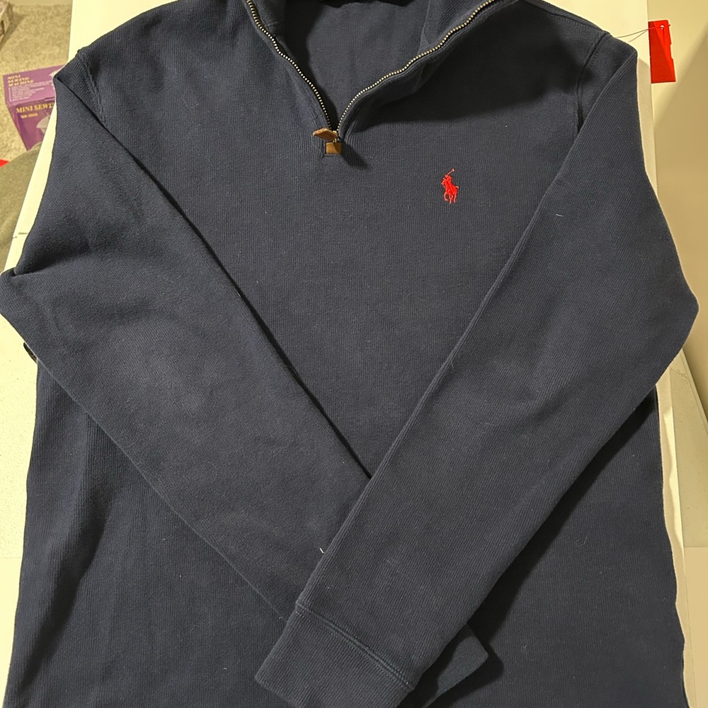 Ralph Lauren Navy Pullover with Yellow Accents